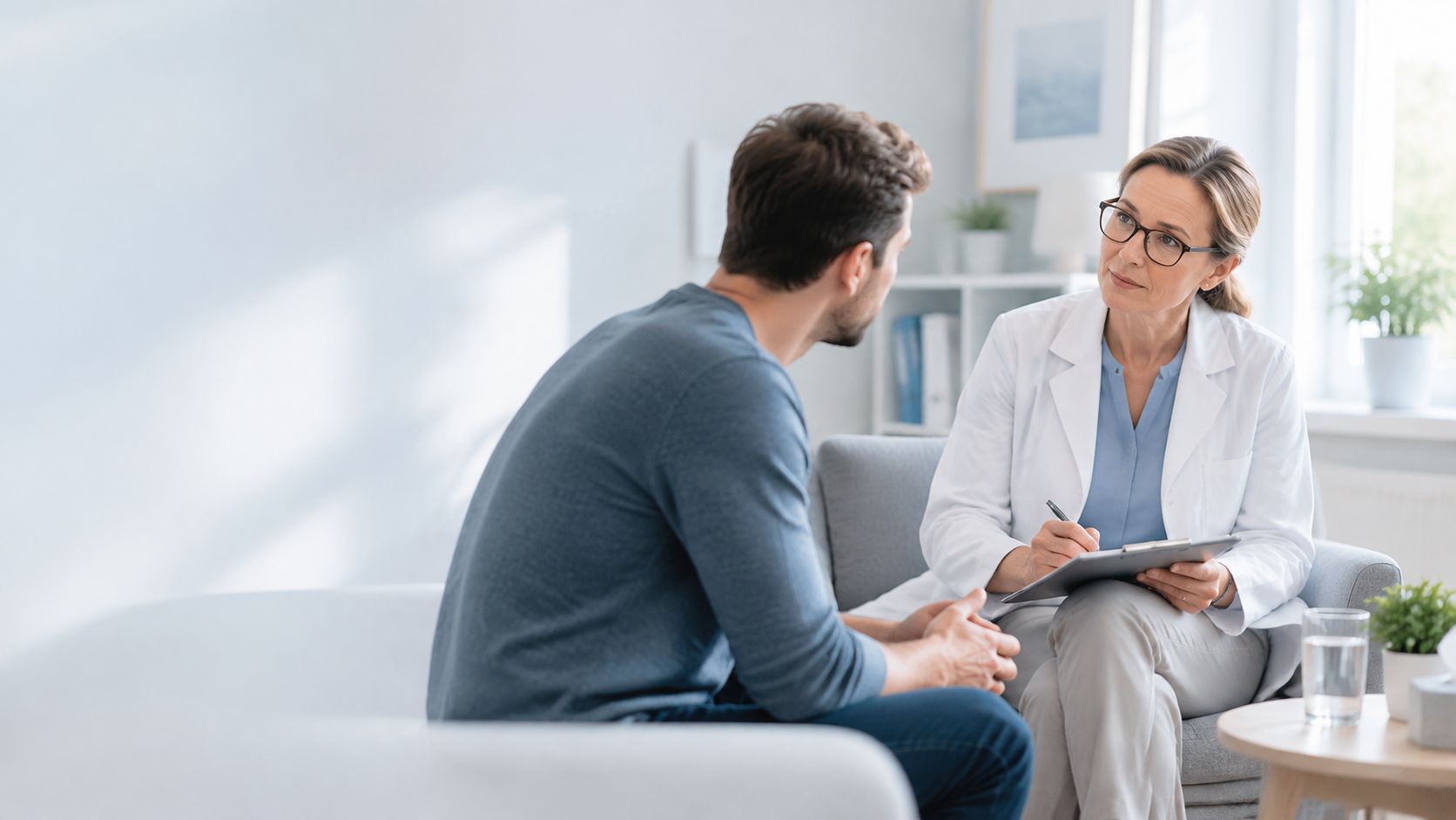 Психиатр на дом выезд платного врача психиатра врач беседует с пациентом